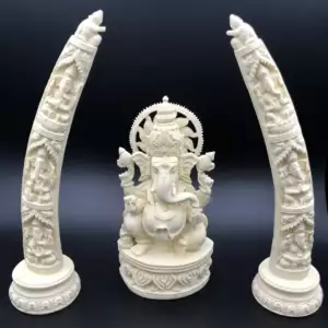 IVORY LOOK  GANESH & TUSKS