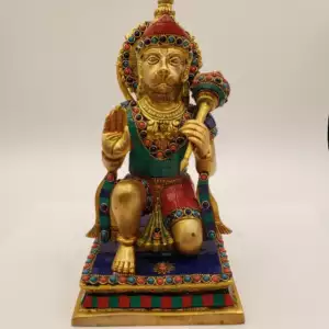 Stone Work Hanuman Kneeling 11"